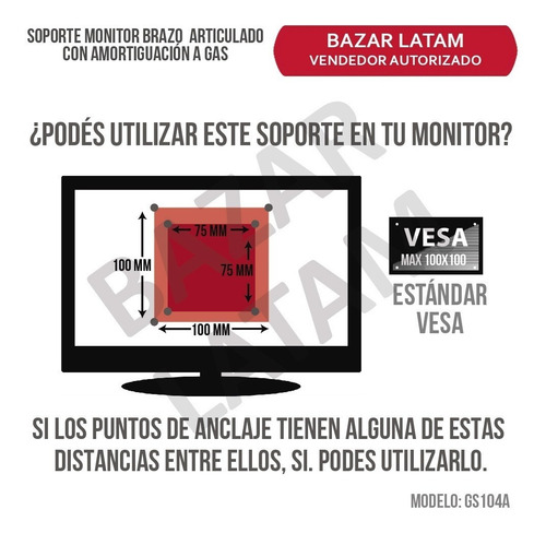 Soporte Monitor Escritorio Altura Regulable Rotacion
