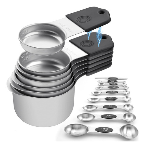 Juego De Cucharas Magnéticas De Acero Inoxidable Con 7 Tazas