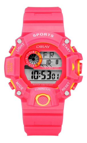 Reloj De Pulsera Diray Para Mujer Deportivo Dr208l5 Color de la correa Rosa Color del bisel Rosa/Lila Color del fondo Gris