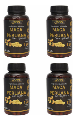 Suplemento em cápsula Jm Industria de Suplemento  Maca Peruana Maca Peruana vitaminas Maca Peruana em pote de 240mL 120 un  pacote x 4 u