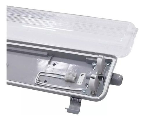 Plafon Liston Estanco 2 X 18w Ip65 Solo Led 1,2 Mts No Tubo Estructura Blanco