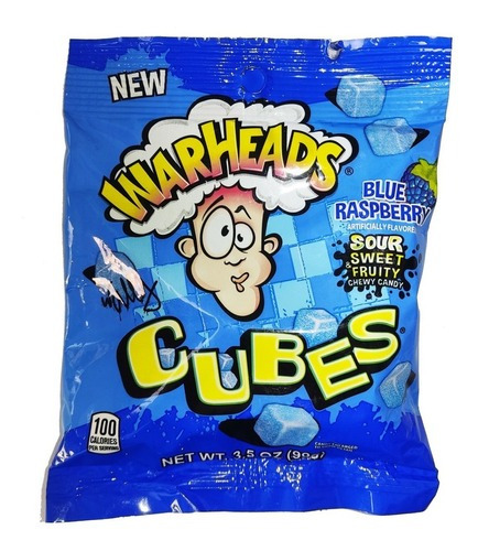 Warheads Cubes Sour Blue Berry Mora Azul 99 Gr