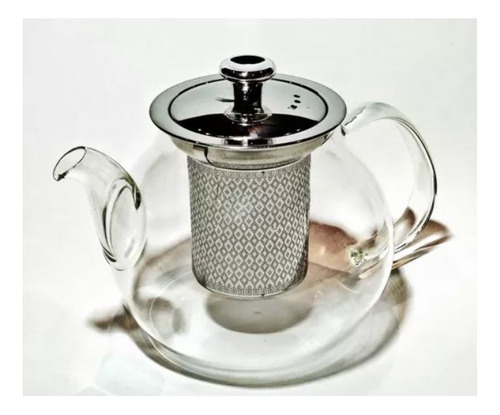 Chaleira Bule Vidro Vai Ao Fogo Chá Infusor 900ml Tampa Inox Cor TANSPARENTE