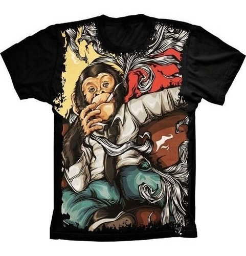 Camiseta Estilosa 3d Fullprint - Monkey Smoke Macaco
