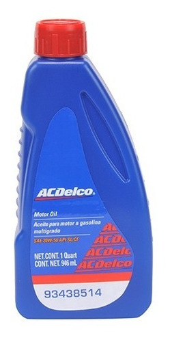 Aceite Mineral Ac Delco 20w50 Sl Botella 946 Ml