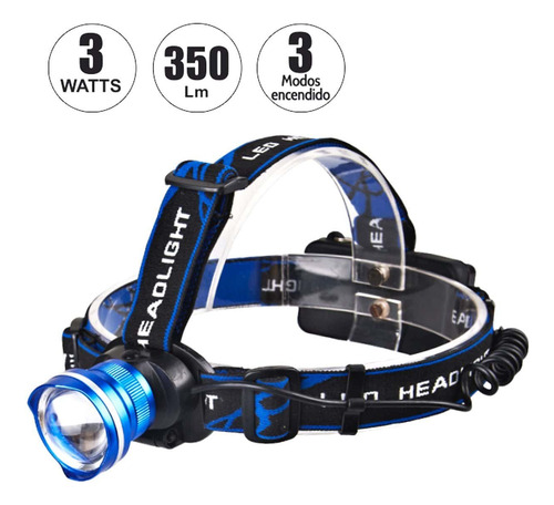 Linterna Frontal Led Recargable 3w Op-3371 Opalux Mihaba