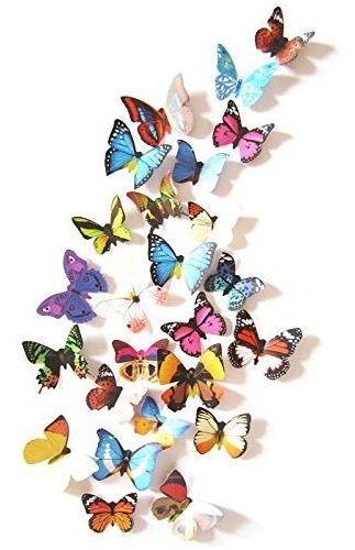 19 Pegatinas De Pared Extraíbles De   3d Con Mariposas...