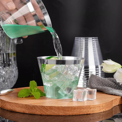 50 Vasos Desechables Plástico Elegantes Fiesta Bodas 9oz