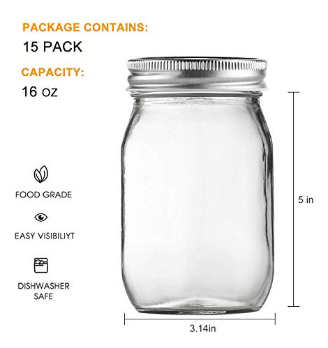 Tarros De Mason De 500 Ml Con Tapas Herméticas, Tarro De Vid