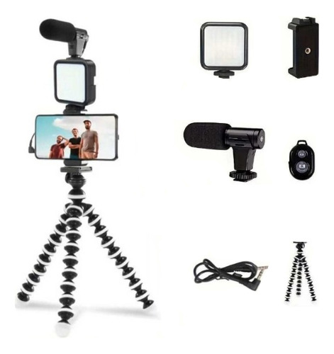 Tripoide Flexible P/celular C/luz Microfono Y Control Remoto