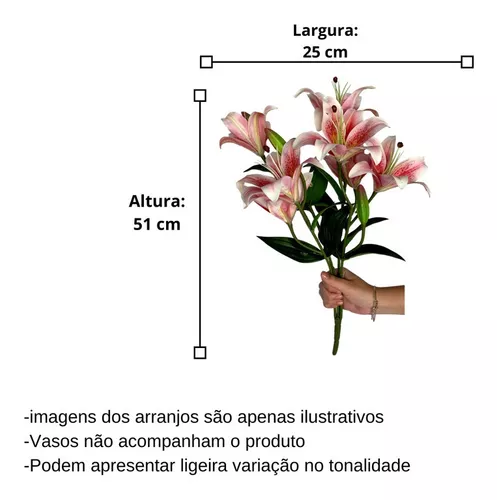 Buque De Lírio Flor Artificial Silicone Toque Real Premium