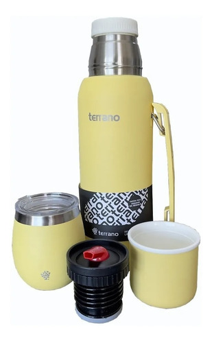 Kit Terrano Termo 1 Lt Y Mate Con Tapa Bombilla De Regalo