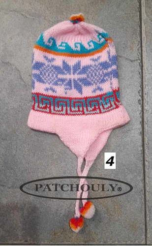 Imagen 8 de 10 de Gorro Coya Chullo Lana De Alpaca Niños Andino De 1 A 2 Años