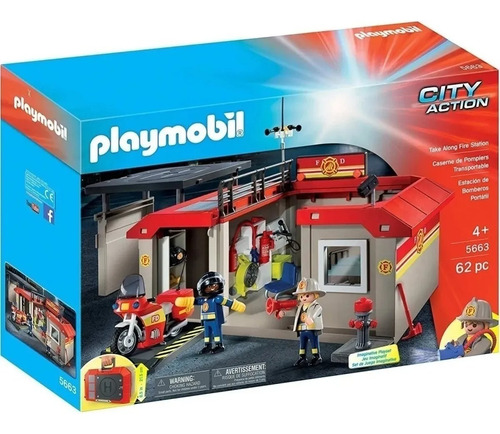 Playmobil 5663 Estacion De Bomberos Portatil- Pido Gancho