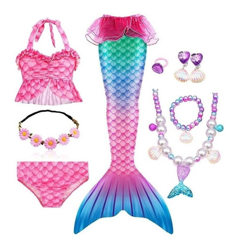 Kit De Cola De Sirena Con Bikini Sin Monoaleta De Niños