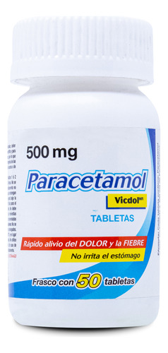Paracetamol Vicdol, Frasco Con 50 Tabs, Victory