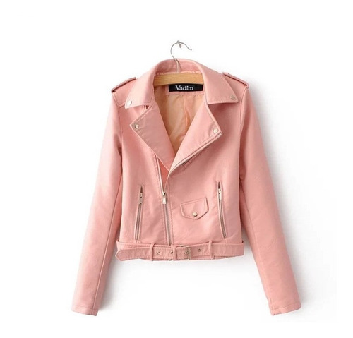 Campera De Cuero Chaqueta Para Dama Rosa (por Encargue)