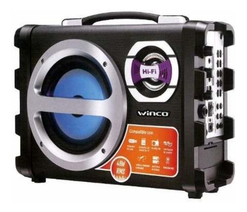 Parlante Bluetooth Portatil Bateria Usb Sd Aux Fm Winco W209