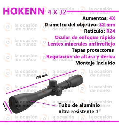 Mira Telescopica Rifle Aire Comprimido Antireflejo + Montaje