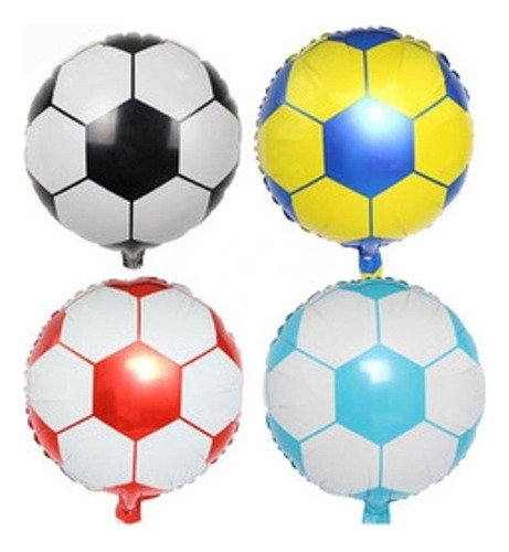 Pack 5 Globos Metalizado Redondo Pelota De Futbol 45cm