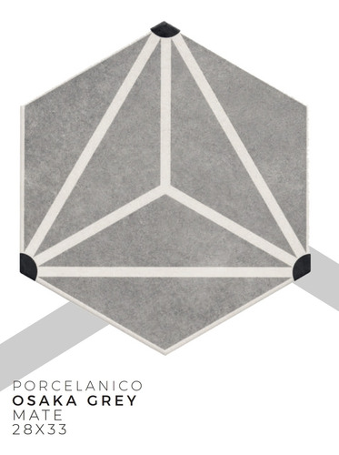 Sto Porcelanato Español Hexagonal Osakagrey Gris Claro 28x33