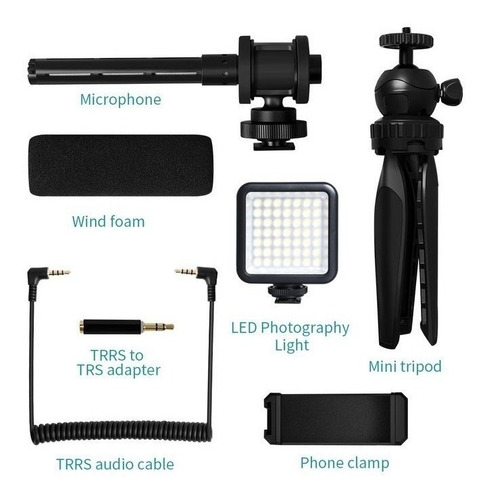 Imagen 6 de 10 de Microfono Profesional + Luz Led + Soporte Vlog Maono Cm11pl