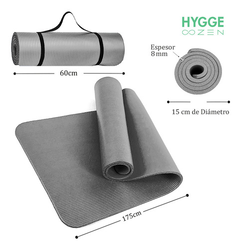 Imagen 3 de 8 de Pack X8 Mat Nbr 8mm Antideslizante Yoga Pilates Fitness