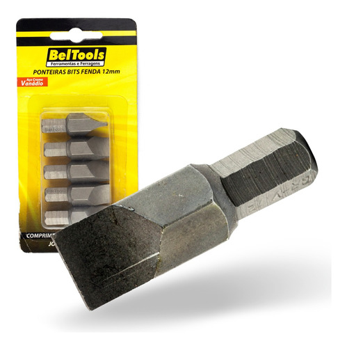 Kit 5 Ponta Bit Fenda Cv 38mm X 5/16 X 12mm Beltools