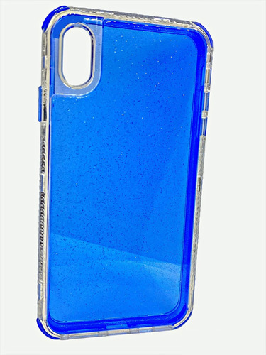 Funda De Brillos Glitter Para iPhone Uso Rudo Color Azul
