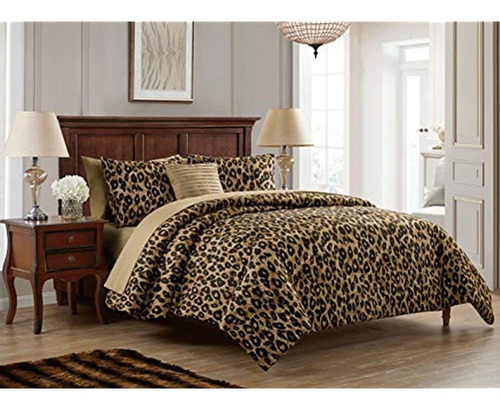 Vcny Home Cheetah Collection Juego De Ropa De Cama Suave Y A