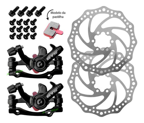 Kit Freio A Disco Bicicleta 160mm Pastilhas Parafusos Gts