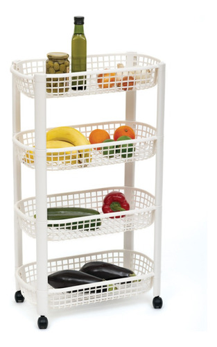 Carrito Organizador De Plástico 4 Niveles Blanco