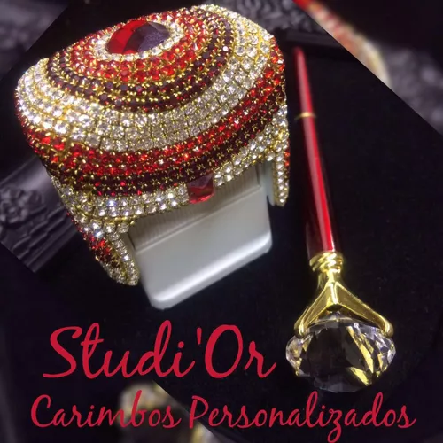 Carimbo Luxo Personalizado em Pérolas e Strass. - Studi'Or Personalizações