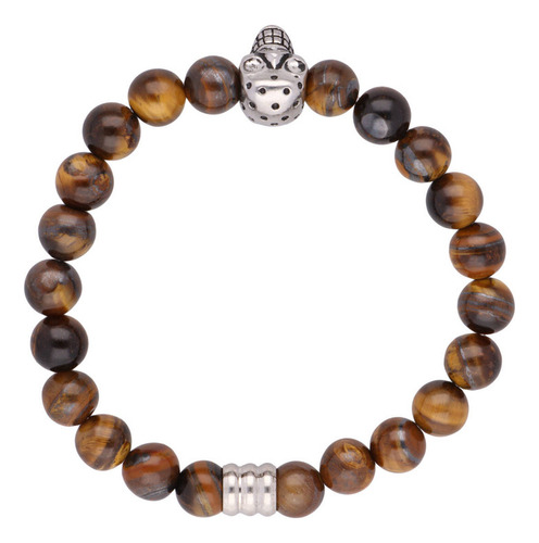 Pulsera Ajustable Ojo De Tigre, Motivo Calavera