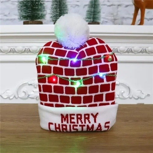 Lote 10 Gorro De Navidad Con Luz Led Regalo Navideño Mayoreo