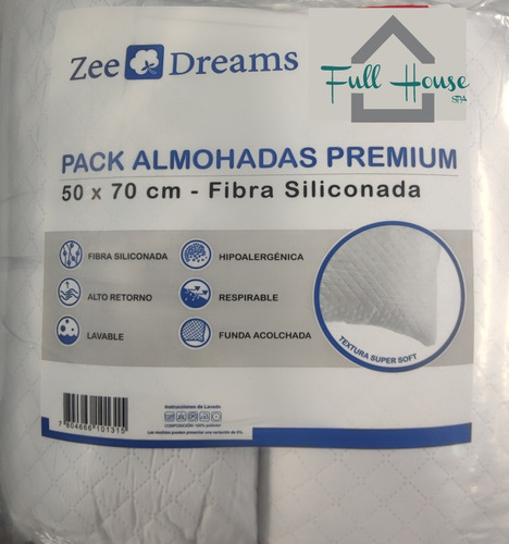 Imagen 2 de 2 de Almohadas Premium Fibra Siliconada Funda Acolchada Pack 4