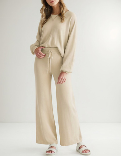 Tops De 2 Piezas Para Mujer Pantalones Anchos, Ropa El Hogar
