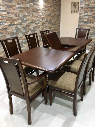 Imagen 5 de 7 de Juego De Comedor Con Mesa Extensible Madera Maciza, Sillas