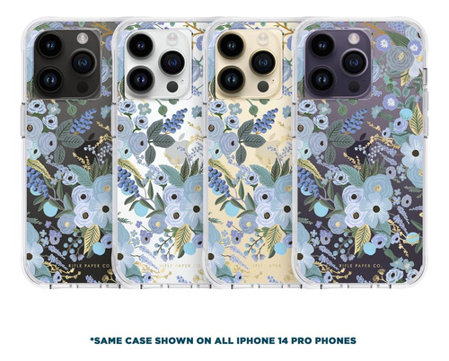 Rifle Paper Co. Funda P/ Iphone 14 Pro Patron Floral Rigida Fiesta En El Jardín Azul.