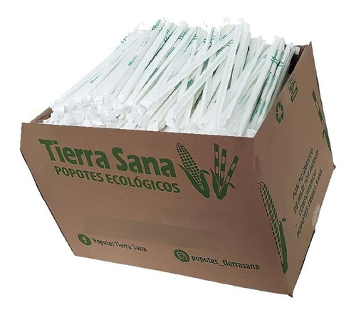 2 Mil Popotes Biodegradables 25cm Tierra Sana Hecho Con Maíz
