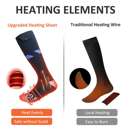 Calcetines Térmicos Eléctricos 7.4v 5000mah Para Invierno Negro Diseño De La Tela Talle