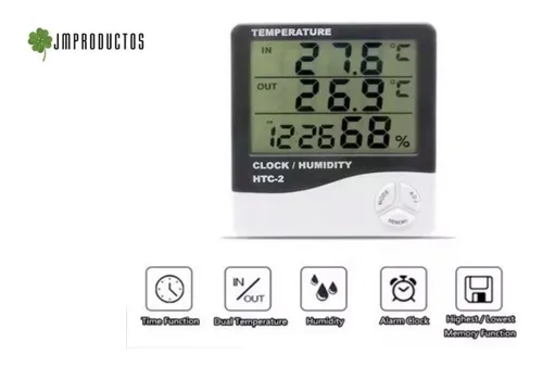 Termometro Higrometro Digital Htc-2 Con Sonda Reloj + Envio