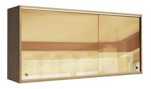 Mueble de cocina Madesa Emilly con techo corredizo de vidrio reflejo de 2 puertas, rústico