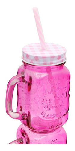 Mason Jar Frasco Tarro Colores Fiesta Popote 470 Ml 12 Pzs C