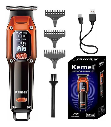 Trimmer Kemei Patillera Maquina De Afeitar Barbero Cabello 