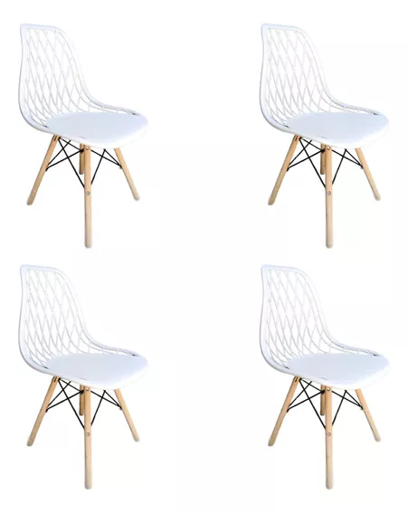 Silla Hogar Eames Calada Dante Flia Hdc Group, Pack X4 Unidades Color Blanco