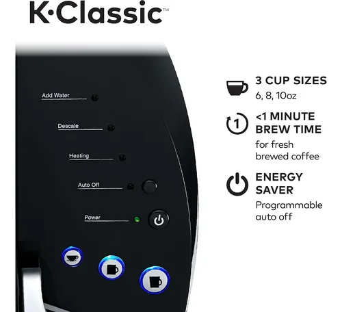Cafetera Keurig K-classic, K-cup, 6-10 Onzas, Negra