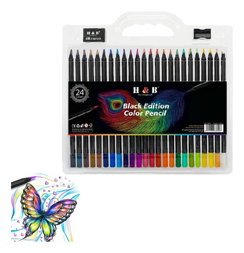 Lápices Soft Profesionales Set 24 Colores + Croquera Negra