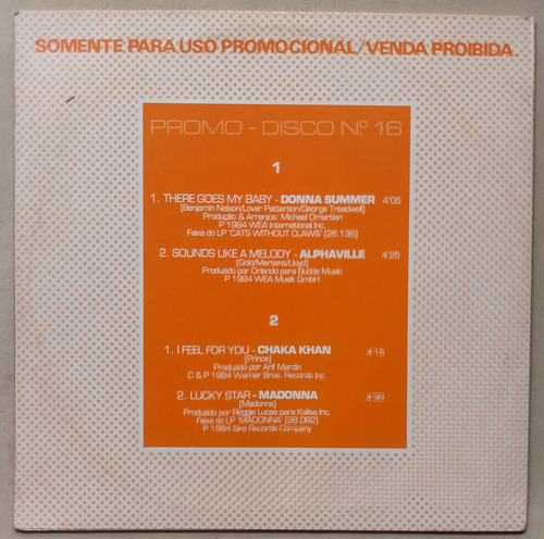 Lp Promo N° 16 Madonna Alphaville Chaka Khan 1984 Vinil Estandar (Usado)
