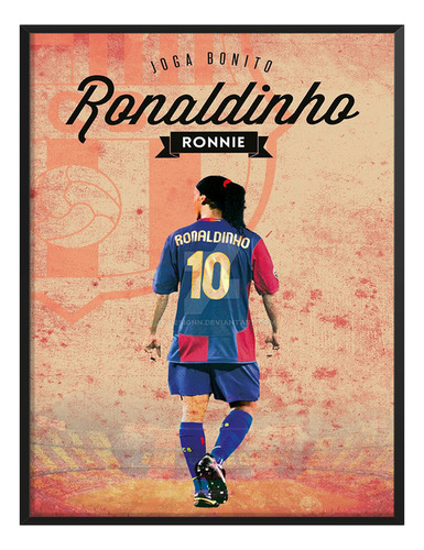 Cuadro Joga Bonito Ilustración Ronaldinho Cuarto C/ Marco